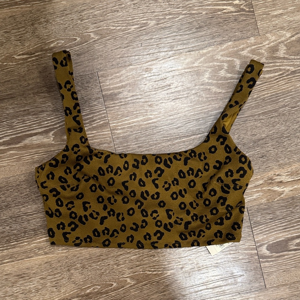 Aerie Leopard Print bralette / Crop Top - mustard and Black - size L